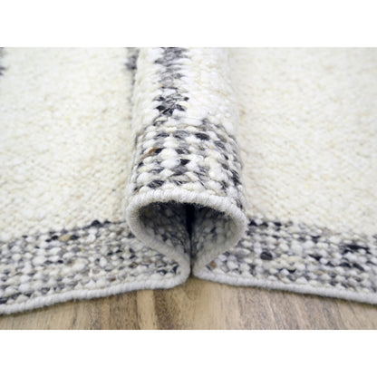 Modern and Contemporary Wool Hand Knotted Rug Ivory 9.3x12.1 -O076220