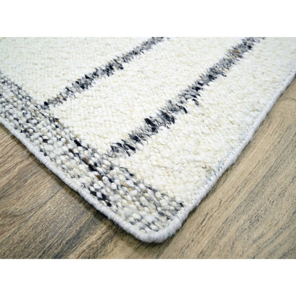 Modern and Contemporary Wool Hand Knotted Rug Ivory 9.3x12.1 -O076220