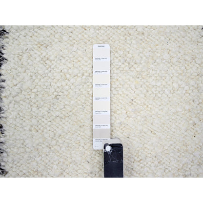 Modern and Contemporary Wool Hand Knotted Rug Ivory 9.3x12.1 -O076220
