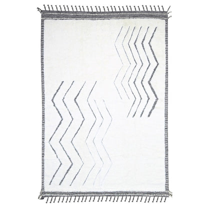 Modern and Contemporary Wool Hand Knotted Rug Ivory 9.2x12.1 -O076222