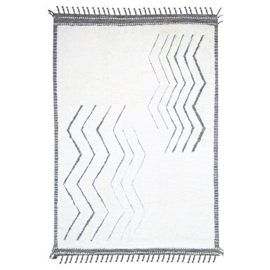 Modern and Contemporary Wool Hand Knotted Rug Ivory 9.2x12.1 -O076222