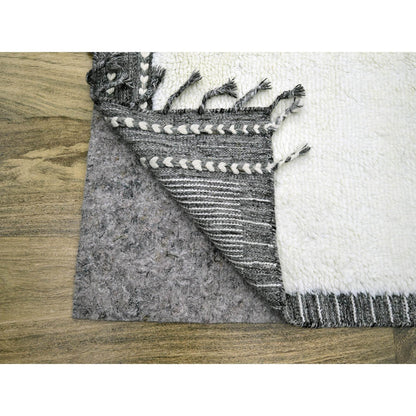 Modern and Contemporary Wool Hand Knotted Rug Ivory 9.2x12.1 -O076222