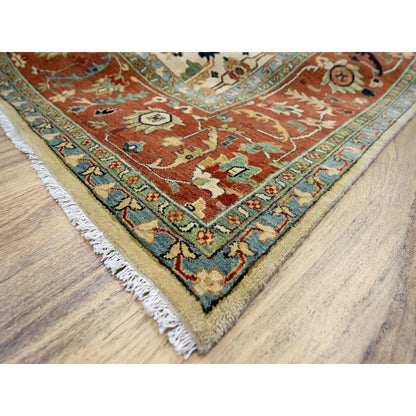 Heriz Wool Hand Knotted Rug Ivory 9.11x14.3 -O076223