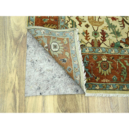 Heriz Wool Hand Knotted Rug Ivory 7.10x10.3 -O076225