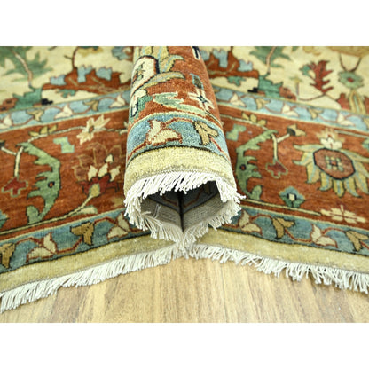 Heriz Wool Hand Knotted Rug Ivory 7.10x10.3 -O076225