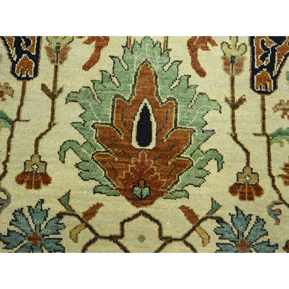 Heriz Wool Hand Knotted Rug Ivory 7.10x10.3 -O076225