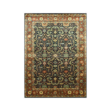 Heriz Wool Hand Knotted Rug Blue 5.3x7.1 -O076230