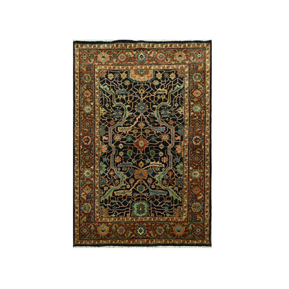 Heriz Wool Hand Knotted Rug Blue 4.1x5.11 -O076231