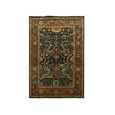 Heriz Wool Hand Knotted Rug Blue 4.1x5.11 -O076231