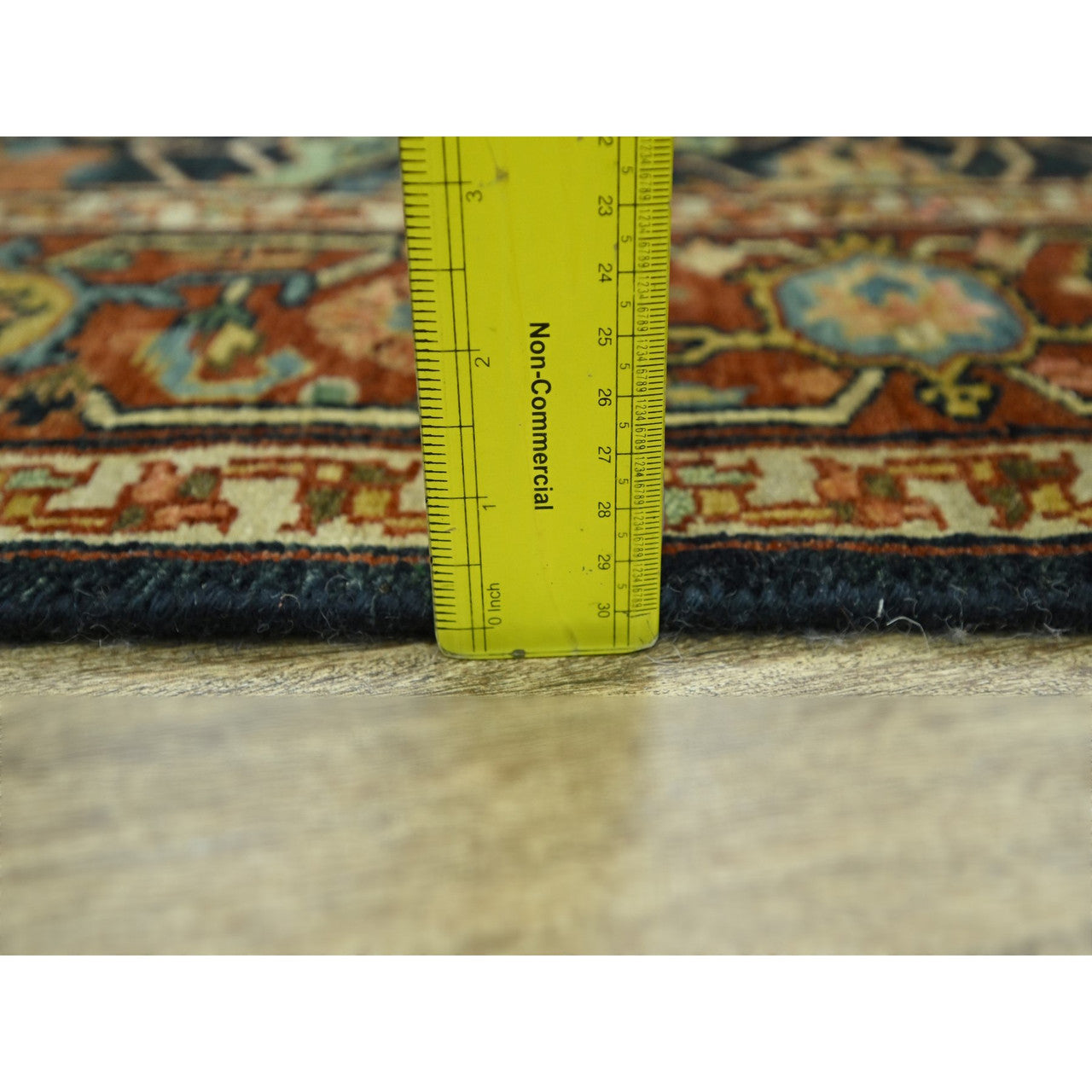 Blue 4'1" x 5'11" Heriz Hand knotted Wool Rug - Sku: O076231