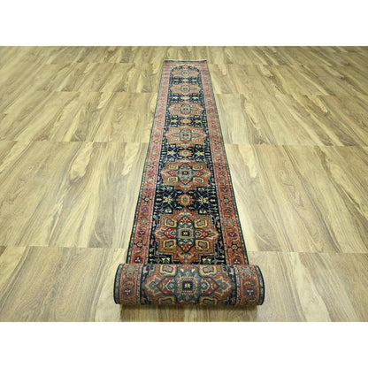 Heriz Wool Hand Knotted Rug Blue 2.8x21.8 -O076232