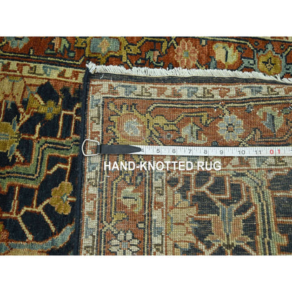 Heriz Wool Hand Knotted Rug Blue 2.6x18.0 -O076233