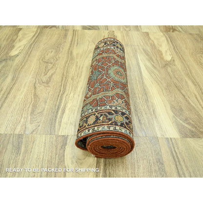 Heriz Wool Hand Knotted Rug Red 2.6x12.0 -O076235