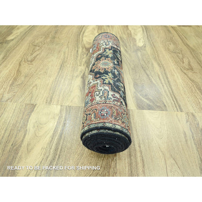 Heriz Wool Hand Knotted Rug Blue 2.6x11.5 -O076236