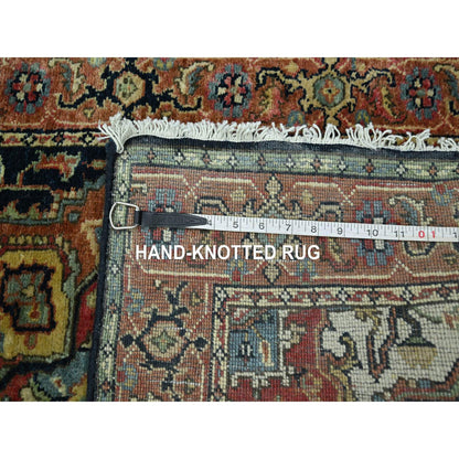 Heriz Wool Hand Knotted Rug Blue 2.6x11.5 -O076236