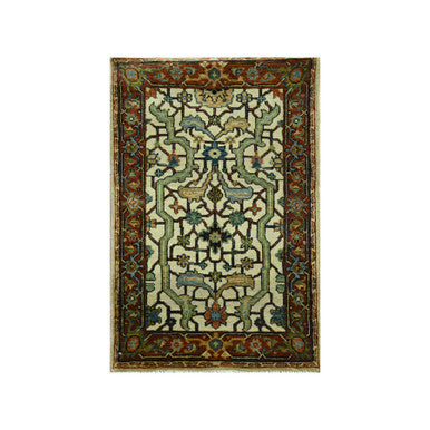Heriz Wool Hand Knotted Rug Ivory 2.0x3.0 -O076239