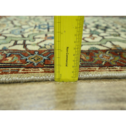 Heriz Wool Hand Knotted Rug Ivory 2.0x3.0 -O076239