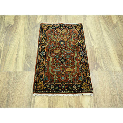 Heriz Wool Hand Knotted Rug Red 2.0x3.0 -O076240