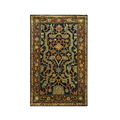 Heriz Wool Hand Knotted Rug Blue 2.0x3.0 -O076241