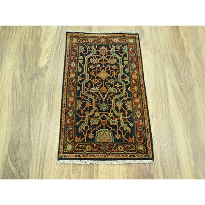 Heriz Wool Hand Knotted Rug Blue 2.0x3.0 -O076241
