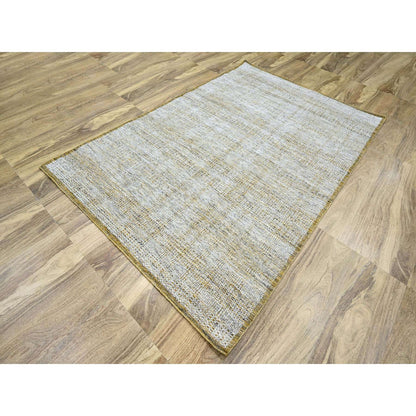 Modern and Contemporary Wool Hand Knotted Rug Yellow 6.1x9.1 -O076244