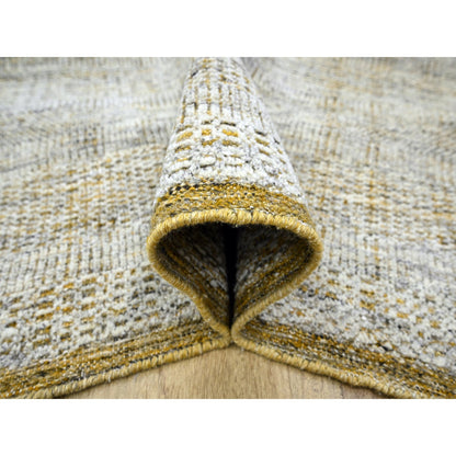 Modern and Contemporary Wool Hand Knotted Rug Yellow 6.1x9.1 -O076244