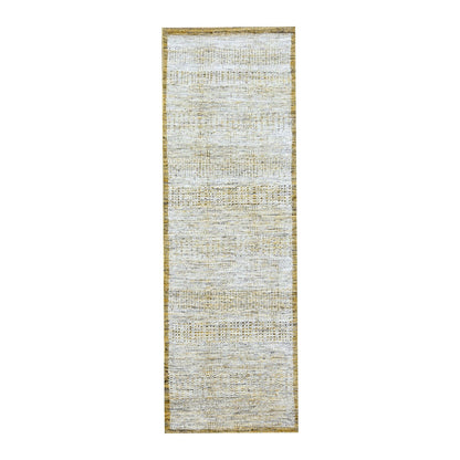Modern and Contemporary Wool Hand Knotted Rug Yellow 2.7x8.2 -O076247