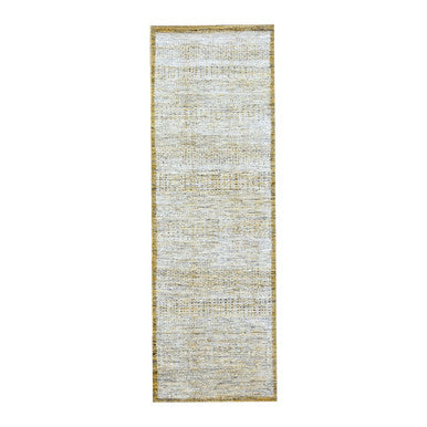 Modern and Contemporary Wool Hand Knotted Rug Yellow 2.7x8.2 -O076247
