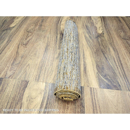 Modern and Contemporary Wool Hand Knotted Rug Yellow 2.7x8.2 -O076247