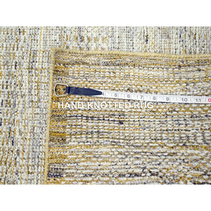 Modern and Contemporary Wool Hand Knotted Rug Yellow 2.7x8.2 -O076247