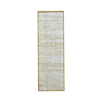 Modern and Contemporary Wool Hand Knotted Rug Yellow 2.7x8.2 -O076249