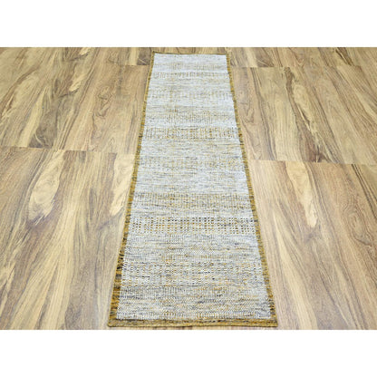 Modern and Contemporary Wool Hand Knotted Rug Yellow 2.7x8.2 -O076249