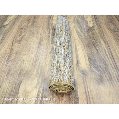 Modern and Contemporary Wool Hand Knotted Rug Yellow 2.7x8.2 -O076249