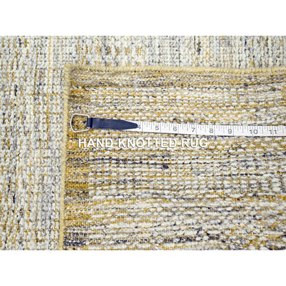Modern and Contemporary Wool Hand Knotted Rug Yellow 2.7x8.2 -O076249