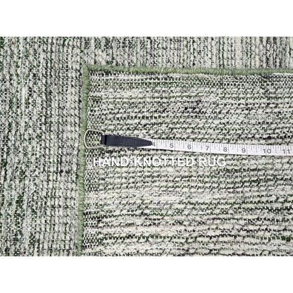 Modern and Contemporary Wool Hand Knotted Rug Green 2.7x8.0 -O076251