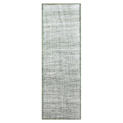 Modern and Contemporary Wool Hand Knotted Rug Green 2.6x8.0 -O076252