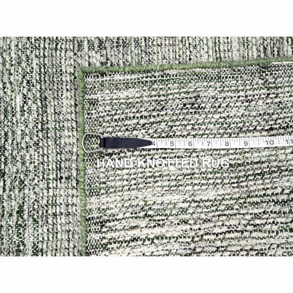 Modern and Contemporary Wool Hand Knotted Rug Green 2.6x8.0 -O076252