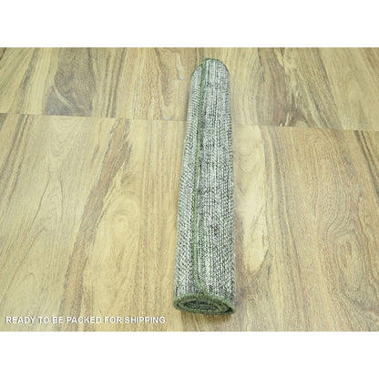 Modern and Contemporary Wool Hand Knotted Rug Green 2.3x7.11 -O076253