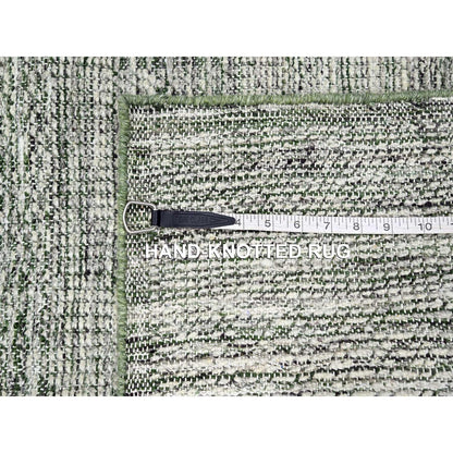 Modern and Contemporary Wool Hand Knotted Rug Green 2.3x7.11 -O076253