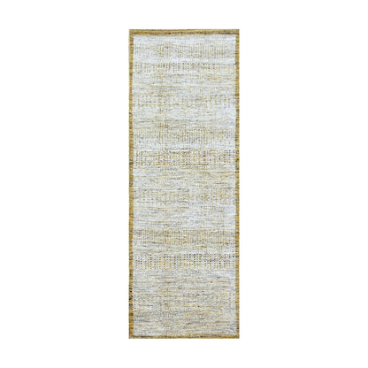 Modern and Contemporary Wool Hand Knotted Rug Yellow 2.8x6.0 -O076272