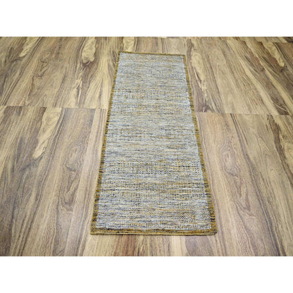 Modern and Contemporary Wool Hand Knotted Rug Yellow 2.8x6.0 -O076272