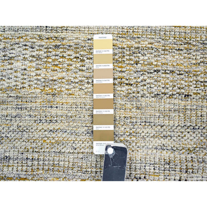 Modern and Contemporary Wool Hand Knotted Rug Yellow 2.8x6.0 -O076272