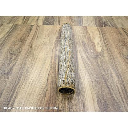 Modern and Contemporary Wool Hand Knotted Rug Yellow 2.8x6.0 -O076272