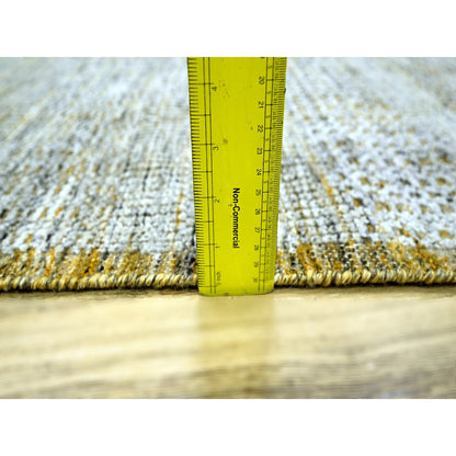 Modern and Contemporary Wool Hand Knotted Rug Yellow 2.8x6.0 -O076272