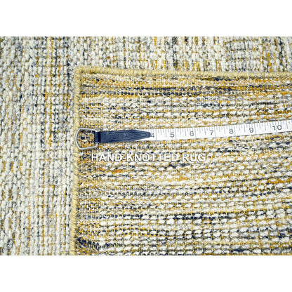 Modern and Contemporary Wool Hand Knotted Rug Yellow 2.8x6.0 -O076272