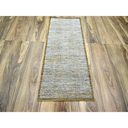 Modern and Contemporary Wool Hand Knotted Rug Yellow 2.8x6.0 -O076274