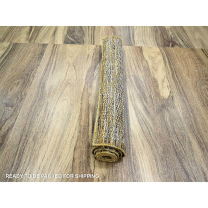 Modern and Contemporary Wool Hand Knotted Rug Yellow 2.8x6.0 -O076274