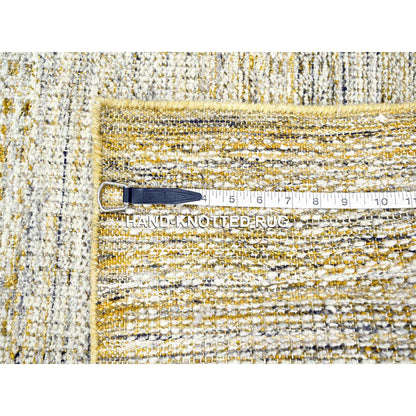 Modern and Contemporary Wool Hand Knotted Rug Yellow 2.8x6.0 -O076274
