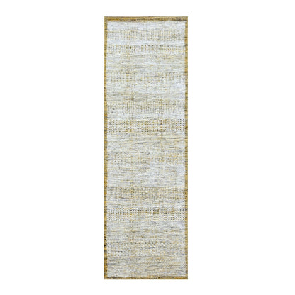 Modern and Contemporary Wool Hand Knotted Rug Yellow 2.8x8.2 -O076275