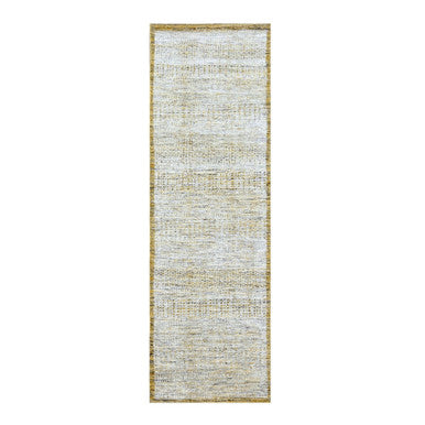 Modern and Contemporary Wool Hand Knotted Rug Yellow 2.8x8.2 -O076275